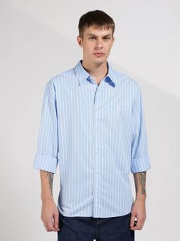 Calvin Klein - Blue Striped Relaxed Fit Cotton Shirt