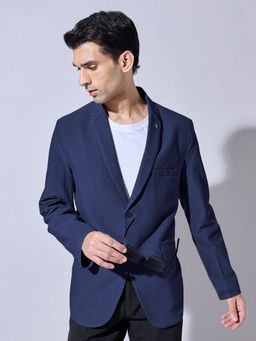 SHOWOFF - Blue Corduroy Solid Slim Fit Blazer