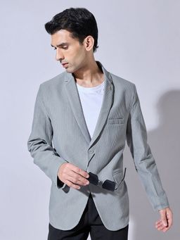 SHOWOFF - Grey Corduroy Solid Slim Fit Blazer