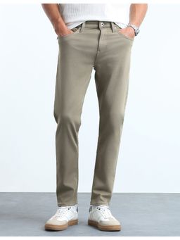 Flying Machine - Green Cotton Solid Tapered Jeans
