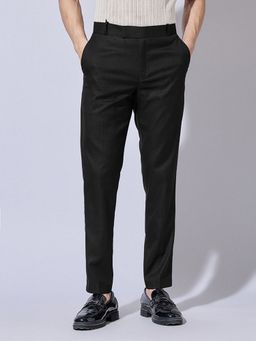 SHOWOFFFF - Black Viscose Rayon Solid Skinny Trouser