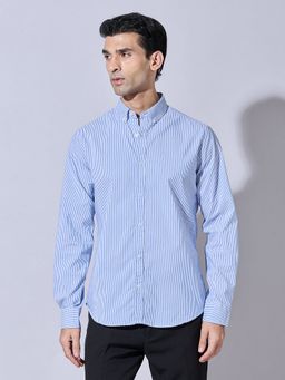 SHOWOFFFF - Striped Blue Regular Fit Shirt