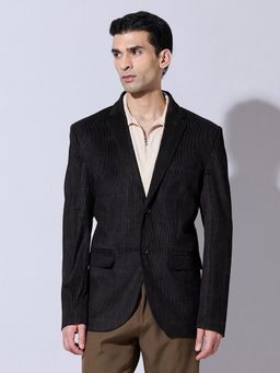 SHOWOFF - Black Corduroy Checks Slim Fit Blazer
