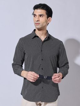 SHOWOFFFF - Geometric Printed Black Regular Fit Shirt
