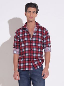 SHOWOFFFF - Plaid Check Red and Black Casual Shirt