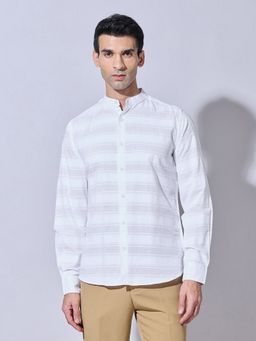 SHOWOFF - White Striped Full Sleeve Shirt
