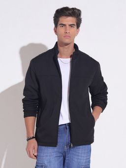 SHOWOFFFF - Black Zip-Up Stand Collar Jacket