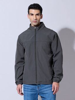SHOWOFFFF - Grey Zip-Up Stand Collar Jacket