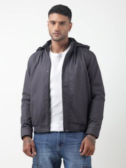SHOWOFFFF - Grey Hooded Bomber Jacket