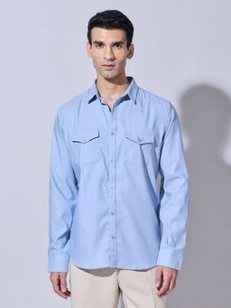 SHOWOFFFF - Blue Button-Down Utility Shirt