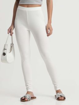 R&B - White Solid Skinny Women Leggings