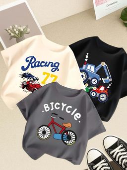 Googo Gaaga - Multi-Color Kids Printed Half Sleeve Round Neck T-shirt (Pack of 3)