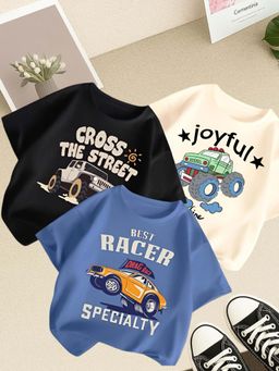 Googo Gaaga - Multi-Color Kids Printed Half Sleeve T-shirt (Pack of 3)