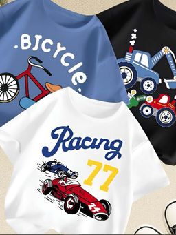 Googo Gaaga - Multi-Color Kids Printed Half Sleeve Round Neck T-shirt (Pack of 3)