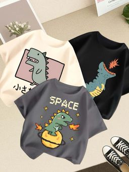 Googo Gaaga - Multi-Color Kids Printed Half Sleeve Round Neck T-shirt (Pack of 3)