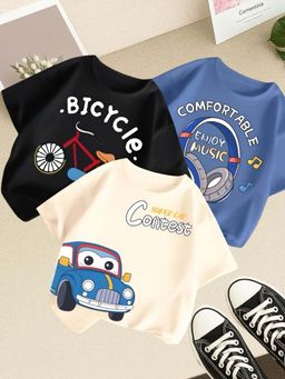 Googo Gaaga - Multi-Color Kids Printed Half Sleeve T-shirt (Pack of 3)