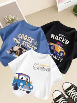 Googo Gaaga - Multi-Color Kids Printed Half Sleeve T-shirt (Pack of 3)