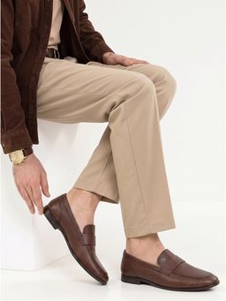 Alberto Torresi - Mens Brown Textured Slip-On Loafers
