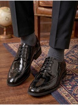 Alberto Torresi - Mens Black Patent Classic Lace-Up Brogues