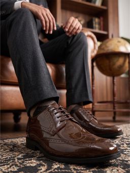 Alberto Torresi - Mens Brown Patent Classic Lace-Up Brogues