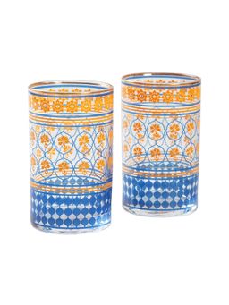 India Circus by Krsnaa Mehta - Floral Hypnosis Small Glass Tumbler (Set of 2)