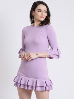 Kazo - Lavender Sleeves & Hemline Ruffle Dress