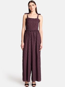 Kazo - Printed Jumpsuit with Smocking Tie-up