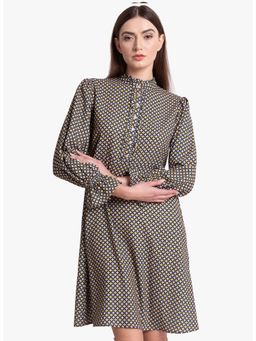 Kazo - Multi-Color Ruffle Detail Knee Length Dress