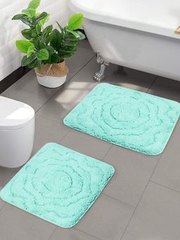Saral Home - Cotton Anti-Slip Bathmat (Turquoise, 45 x 60 cm & 45 x 50 cm)