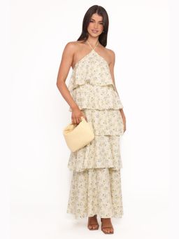 Petal & Pup - Yellow Darlia Halterneck Floral Maxi Dress