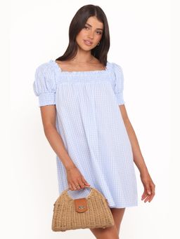 Petal & Pup - Blue Kennedy Smock Checks Mini Dress