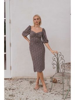 Petal & Pup - Brown Oona Floral Knee Length Dress