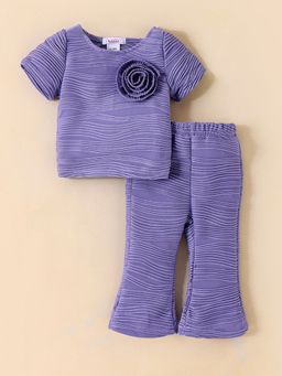 Hopscotch - Purple Textured Top and Pant (Set of 2)