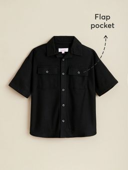 Hopscotch - Black Textured Shirt