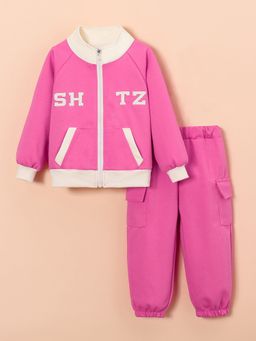 Hopscotch - Pink Embellished Jacket and Joggers (Set of 2)