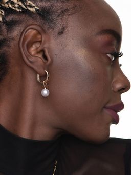 Palmonas - Medium Pearl Hoop Earrings for Womens Waterproof & Anti-Tarnish