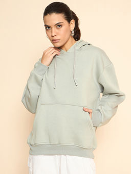 COLOR CAPITAL - Grey Solid Oversized Hoodie