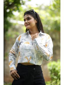 House of Gulab - White Grey and Forest Cotton Full Sleeves Shirt