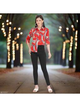 House of Gulab - Red Full Sleeves Cotton Shirts