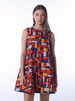 ONLY - Multi-Color Cotton Sleeveless Mini Dress