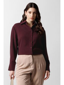 Van Heusen - Maroon Polyester Full Sleeves Shirt