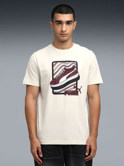 Puma - Men White Cotton Printed T-Shirt