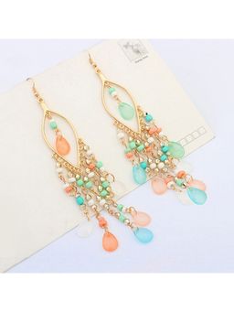 Yellow Chimes - Rose Gold-Plated Gold-Toned and Peach-Coloured Contemporary Drop Earrings