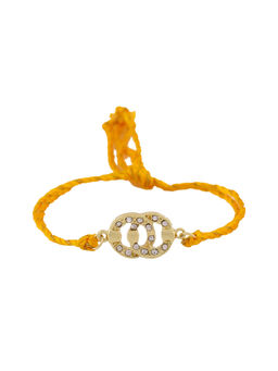 Estele - Gold Plated Sacred Bond Rakhi with Austrian Crystals and Fancy Silk Thread
