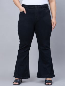 Style Quotient - Plus Size Black High Rise Extra Flared Jeans