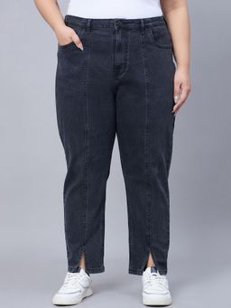 Style Quotient - Plus Size Black High Rise Mom Fit Jeans