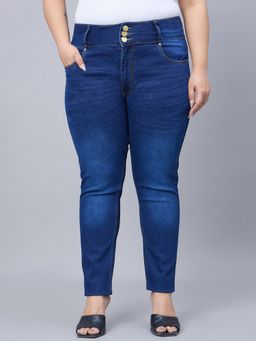 Style Quotient - Plus Size Dark Blue High Rise Slim Fit Jeans