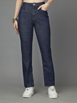 Style Quotient - Dark Blue Straight Fit High-Rise Stretchable Jeans