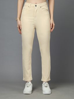 Style Quotient - Off White Cigarette Fit High Rise Jeans