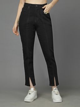 Style Quotient - Black Mom Fit High-Rise Stretchable Jeans